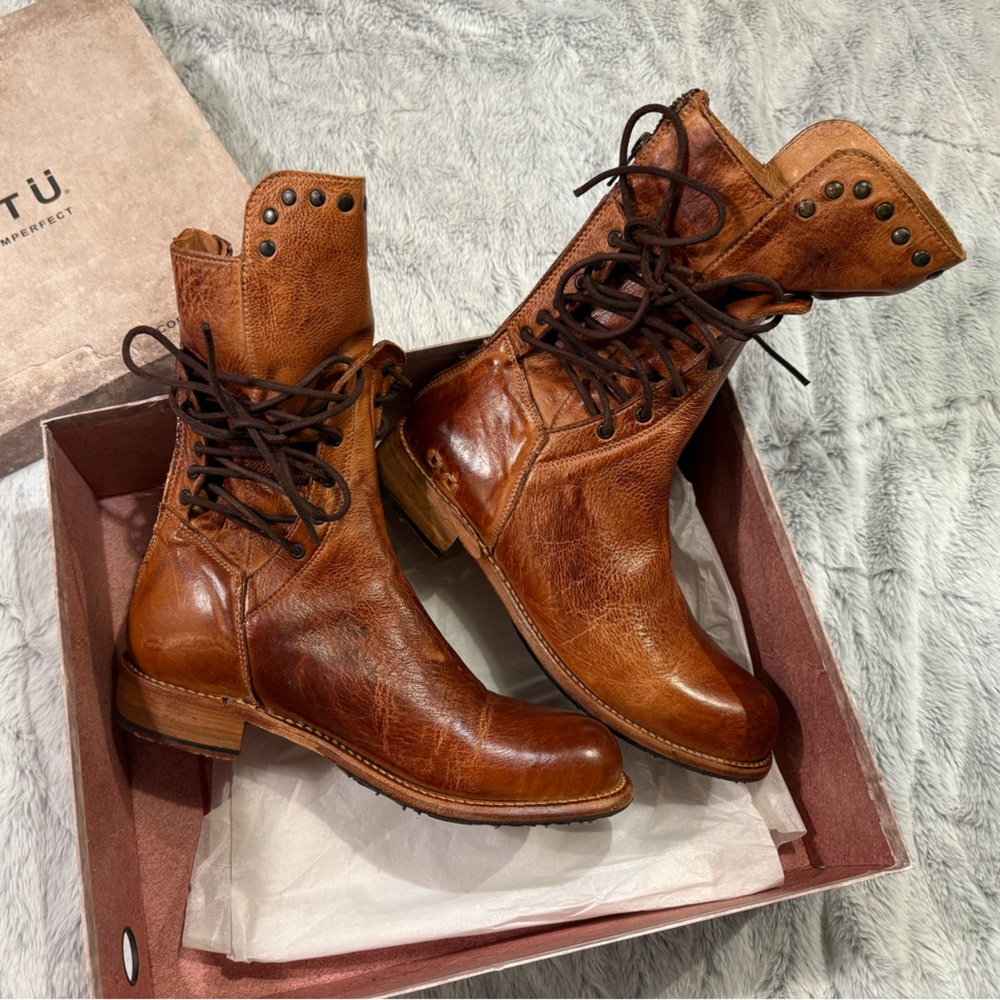 Bed Stu Fen Cognac Leather  Boots